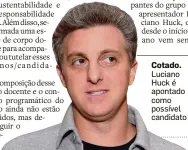  ?? IARA MORSELLI/ESTADÃO-7/10/2014 ?? Cotado. Luciano Huck é apontado como possível candidato