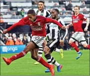  ??  ?? TEEN SPIRIT: Ryan Sessegnon scores his first and Fulham’s second to stun Rafa Benitez and Newcastle