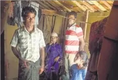  ?? NIHA MASIH/HT PHOTO ?? Zahid Hussain (extreme left) at his temporary home at the Rohingya camp in Jammu.