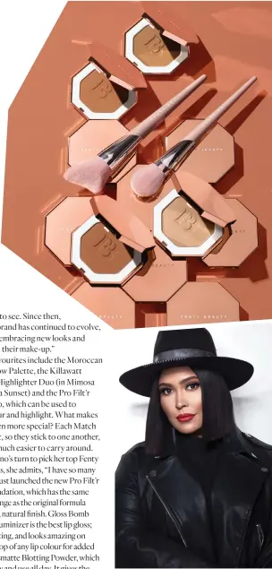  ??  ?? Clockwise from top left: Fenty Beauty by Rihanna arrives in Hong Kong and Macau; Fenty Beauty Sun Stalk’r Instant Warmth Bronzers; Fenty Beauty’s global make-up artist, Priscilla Ono; Fenty Beauty Stunna Lip Paint in Unlocked