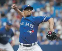  ?? TOM SZCZERBOWS­KI / GETTY IMAGES FILES ?? Jays right- hander Roberto Osuna has struck out 53 batters in 48 2/ 3 innings and posted a 2.22 ERA in moving into the closer role as a rookie this MLB season.