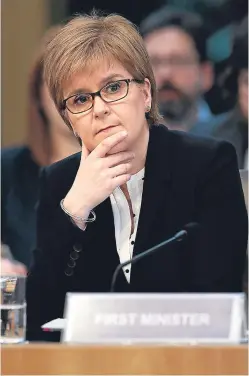  ?? Picture: Andrew Cowan. ?? First Minister Nicola Sturgeon appears before the Scottish Parliament Committee Convener’s Group to answer their questions.