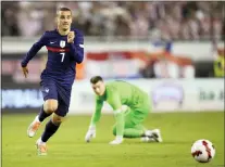  ?? DARKO BANDIC — THE ASSOCIATED PRESS ?? France’s Antoine Griezmann runs for the ball during the UEFA Nations League soccer match between Croatia and France on June 6at the Poljud stadium in Split, Croatia.