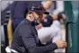  ?? GENE J. PUSKAR — THE ASSOCIATED PRESS ?? New York Yankees manager Aaron Boone takes a drink of water during a spring training exhibition baseball game against the Detroit Tigers at Joker Marchant Stadium in Lakeland, Fla., on Tuesday, March 9.