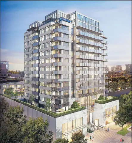  ??  ?? Orchid, a project from Beedie Living, will rise to 15 storeys near the Canada Line Lansdowne Station in rapidly densifying Richmond, where space is at a premium.