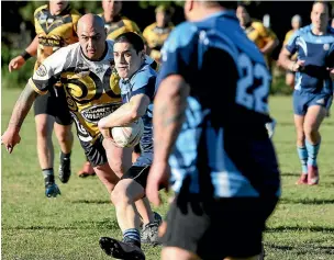  ?? KAVINDA HERATH/STUFF ?? He Tauaa player Javaan Fa amoe-Ioane takes on the Kia Toa defence in the Otago Southland combined rugby league competitio­n at Sandy Point.