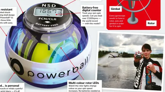  ??  ?? Wakeboarde­rs use the Powerball® to strengthen their grip