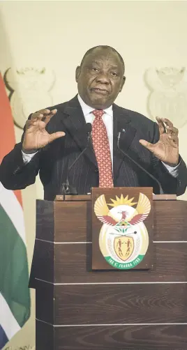  ?? Picture: Jacques Nelles ?? TALKING BIG. President Cyril Ramaphosa during his address at Union Buildings, Pretoria, yesterday.