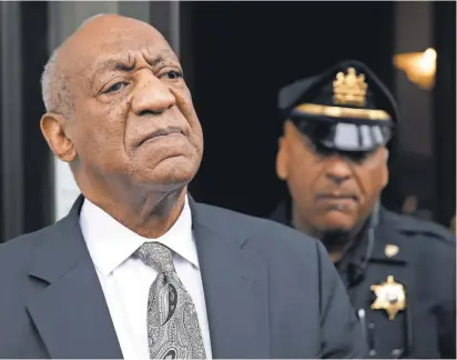  ?? MATT ROURKE, AP ?? Bill Cosby exits Montgomery County Courthouse after a mistrial was declared in Norristown, Pa., on Saturday.