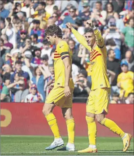  ?? Foto: PEP MORATA ?? Ferran Torres dio los tres puntos al Barça al final de la primera parte