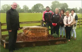  ??  ?? The ‘Hoxey’ Travers Memorial Park was officially opened by John Burke and Anne McGreal in the company of members of the Travers family: Denis, Andrea, Lesley (Wilson) and their mother, Ann. Missing: Dawn Meyler.