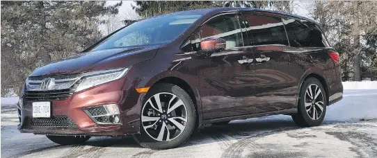  ?? PHOTOS: DEREK MCNAUGHTON/DRIVING ?? Honda’s 2018 Odyssey Touring still blurts soccer mom, but it does it with a sexier flourish, writes Derek McNaughton.