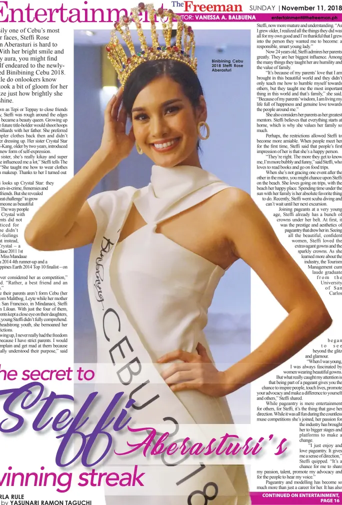  ??  ?? Binibining Cebu 2018 Steffi Rose Aberasturi