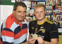  ?? Pic Con Dennehy. ?? TOP MAN: Currow GAA chairman Tom O’Callaghan presenting Jack Scanlon with the Lord Mayor of Currow chain of office at an election fun night in Currow Community Centre on Friday night.