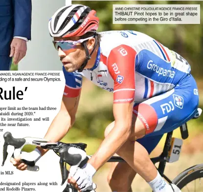  ?? ANNE-CHRISTINE POUJOULAT/AGENCE FRANCE-PRESSE THIBAUT ?? Pinot hopes to be in great shape before competing in the Giro d’Italia.