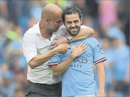  ?? Foto: GETTY ?? Pep Guardiola tiene muy buena relación con Bernardo Silva (28 años) y le gustaría que siguiese en el club inglés