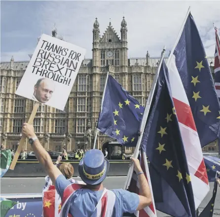  ?? PICTURE: GETTY IMAGES ?? 0 PRO-EU protesters at Westminste­r this week – two years after the vote the picture is still no clearer