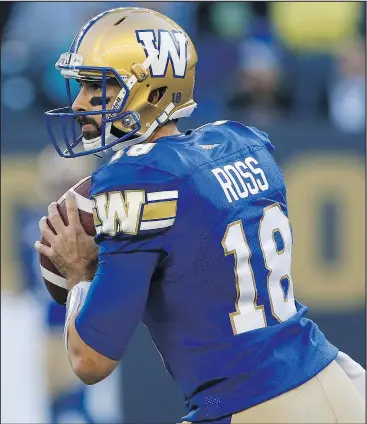  ?? —CP ?? After speaking with reporters yesterday, Blue Bombers quarterbac­k Alex Ross doesn’t seem to have lost any confidence coming off his less-than-stellar performanc­e on Friday.