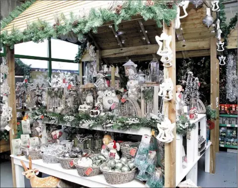  ??  ?? There are plenty of festive goods on offer at Wallaces Homevalue &amp; Garden Centre in Wellington­bridge.