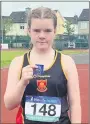  ?? ?? Carraig AC’s Aoife Martin representi­ng Coláiste an Chroí Naofa who won gold in the 1200m walk at the Munster Schools T&F Championsh­ips.