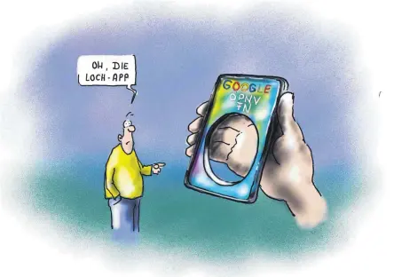  ?? Karikatur: Klaus Stopper ?? In der ÖPNV-App tun sich Löcher auf.