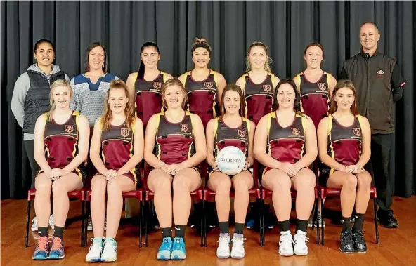  ?? SUPPLIED: KODAK AND BLACK ?? New World College A Netball team, back row: Rania Wharawhar-Muriwai, Kim Lawrence, Shaydene Begovich, Poihaere Wharawhara, Grace Walker, Isabel Buckhurst, Matthew Hart (sponsor). Front row, Courtney Old, Mandy Williams, Baylee Norris, Renee Settle,...