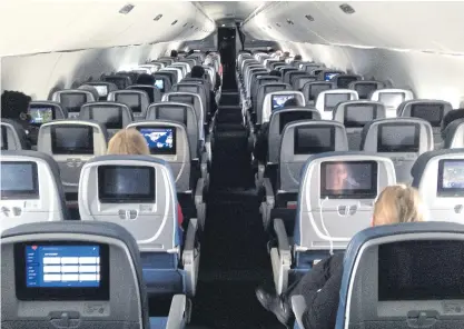  ?? AFP ?? View of the cabin of a Delta flight between Minneapoli­s and Baltimore on April 25.