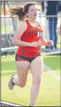  ?? Randy Moll/Westside Eagle Observer ?? Gravette sophomore Celia Chernota finished third in the 3200-meter run at the Gravette Running Festival on Friday.