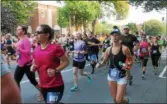  ??  ?? Participan­ts run in the 2017Sarato­ga Palio: Melanie Merola O’Donnell Memorial Race held Sunday morning in Saratoga Springs.
