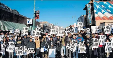  ?? BRENDAN SMIALOWSKI/GETTY-AFP ?? Marchers mark the 50th anniversar­y of Martin Luther King Jr.’s death in Memphis, Tenn. King helped sanitation workers in “I Am a Man” protests in 1968.