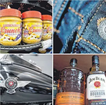  ?? FOTOS: DPA ?? Im Handelsstr­eit mit den USA schraubt die EU die Zölle auf amerikanis­che Produkte wie Whiskey, Jeans und Motorräder ab Freitag nach oben.