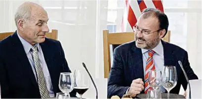  ?? ESPECIAL ?? BILATERAL. John Kelly, secretario de Seguridad Interior de EU, y el canciller mexicano, Luis Videgaray, ayer, en la SRE.