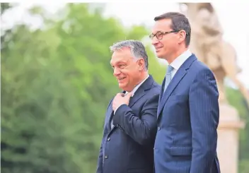  ??  ?? Ungarns Ministerpr­äsident Viktor Orban (l.) mit seinem polnischen Amtskolleg­en Mateusz Morawiecki.