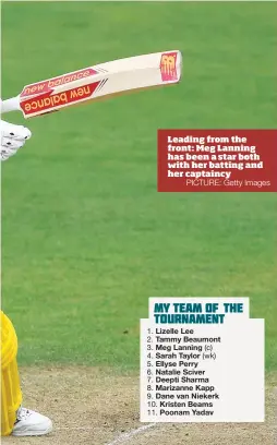  ?? PICTURE: Getty Images ?? Leading from the front: Meg Lanning has been a star both with her batting and her captaincy