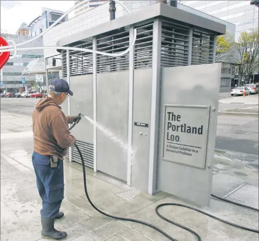  ?? ?? TRICKLE-DOWN ECONOMICS: A $185,000 Portland Loo unit like this one ends up costing about $1 million a pop to install in the Big Apple.