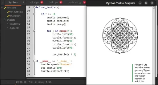  ?? ?? Flower of Life and other ‘sacred geometry’ figures are easy to create, and vaguely hypnotic to watch, too.