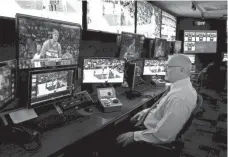  ?? ANDY MARLIN/USA TODAY SPORTS ?? Joe Borgia watches a game at the NBA’s replay center in Secaucus, New Jersey.