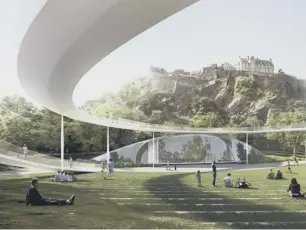  ??  ?? 0 William Matthews Associates and Sou Fujimoto Architects: ‘The rings offer new panoramic views of the important heritage sites of the city. They connect the New Town, the castle and the Old Town without disturbing the existing axial paths of the...