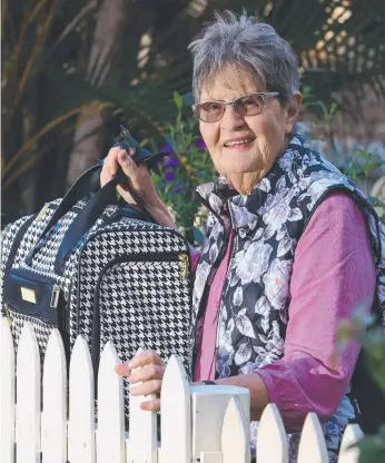  ?? Picture: GLENN HAMPSON ?? Currumbin grandmothe­r Joy Connolly, 82, is in Hong Kong for a global conference about ageing.