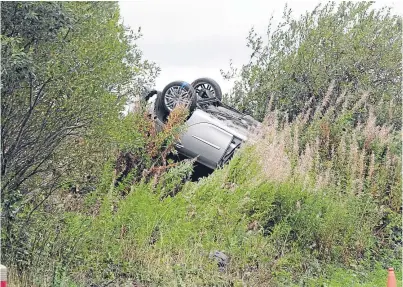  ??  ?? Tragically the male occupant died when his silver car came to rest after the crash.