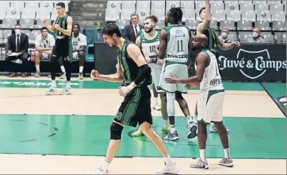  ?? FOTO: PEP MORATA ?? Ante Tomic celebrando una canasta importante.
El Joventut reaccionó tras el descansó y superó al Nanterre