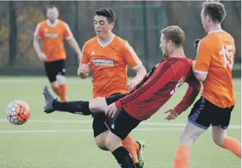  ??  ?? Westmount (red) take on TC in a recent Sunderland Sunday League clash