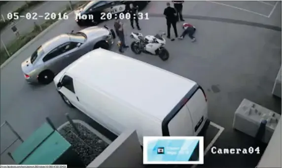  ??  ?? The owner of a Vancouver motorcycle supply store is upset with the way Vancouver police arrested one of his customers. Security footage shows two officers arrest a man later identified as Lucas Moh. The video appears to show an officer kneeing Moh...