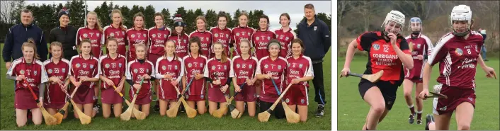  ??  ?? The triumphant St. Martin’s squad with mentors James Bridges, Ellen O’Connor and Seán Whelan. Ella O’Connor (St. Martin’s) racing away from Siobhán Sinnott.