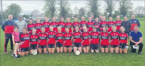 ?? ?? The Kilworth LGFA team that suffered defeat by Youghal on Monday last, pictured with their mentors.