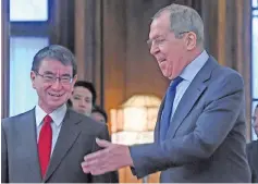  ??  ?? Lavrov (right) meets with Kono in Moscow. — AFP photo