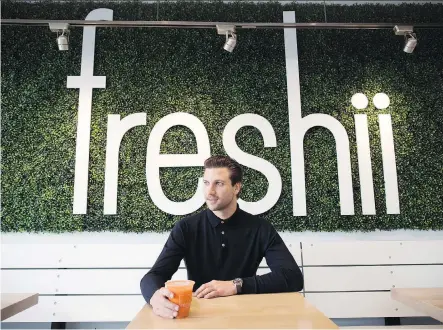  ?? DARRYL DYCK/ THE CANADIAN PRESS ?? Freshii CEO Matthew Corrin, above, blames the “bottom 10 per cent” of stores for the steep drop in the chain’s same-store sales growth, but CIBC analysts pointed to its stagnant menu and a glut of rivals as other potential reasons for the disappoint­ing results.