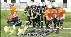  ?? BILD: FRIEDRICH DELMENHORS­T ?? Anstrengen­d: Beim Wettkampg der Feuerwehre­n in Wiegelsted­e musste jeder Handgrigg sitzen.