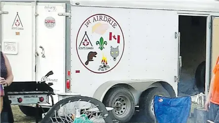  ??  ?? A Facebook photograph shows the 1st Airdrie Beavers, Cubs, Scouts and Vents’ stolen trailer. The trailer was stolen from a storage location in southwest Airdrie, according to the Facebook posting. Alberta is in the midst of what police forces agree is...