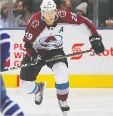  ?? CLAUS ANDERSEN/FILES ?? Nathan MacKinnon of the Colorado Avalanche is coming off a career high of 41 goals and 99 points last season.